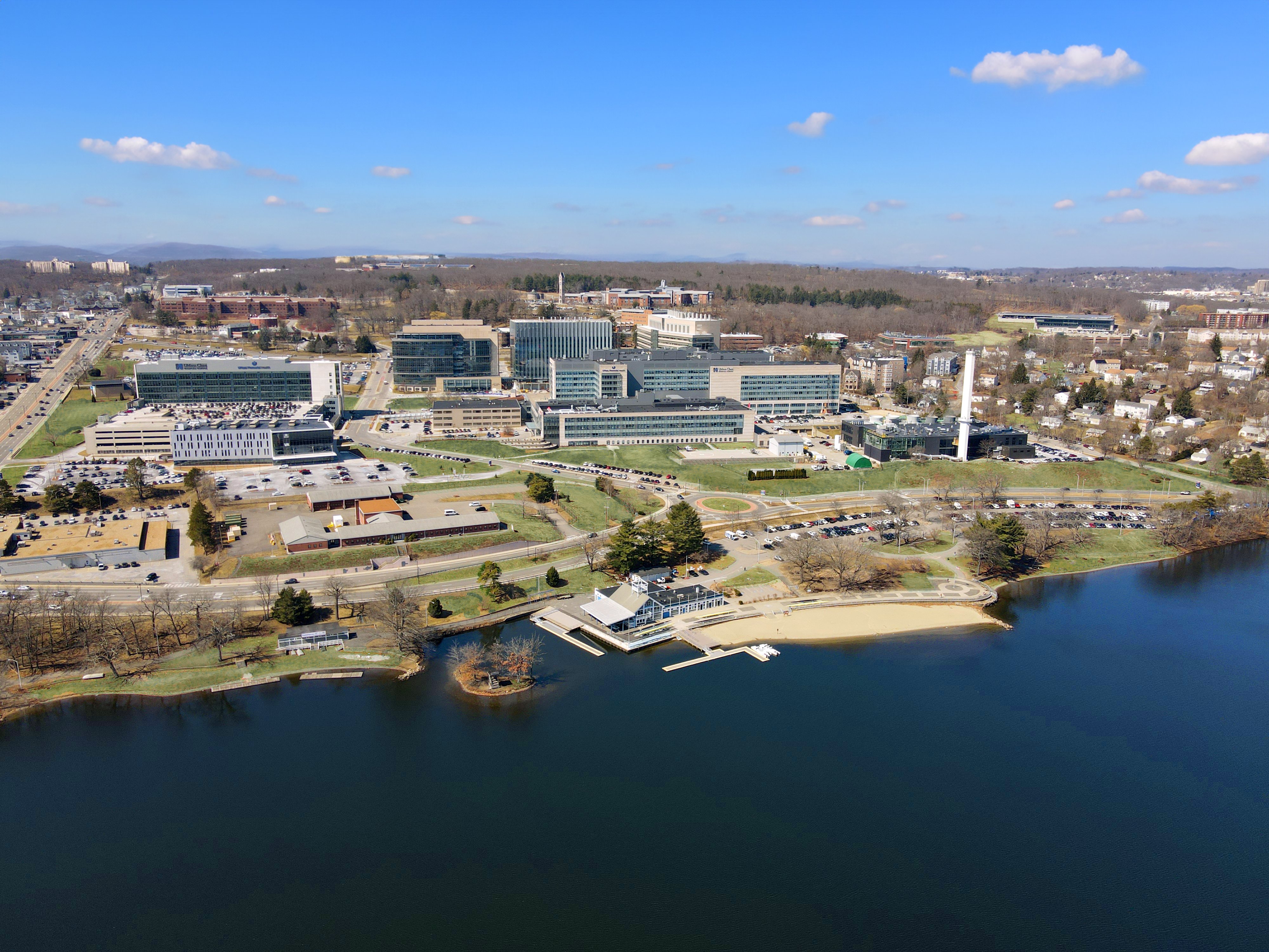 UMass Chan campus drone view