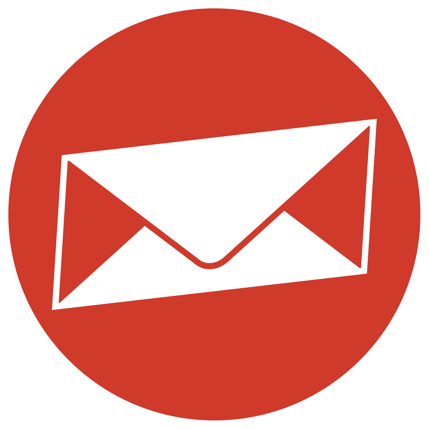  an icon of a white closed envelope surrounded by a red circle. 