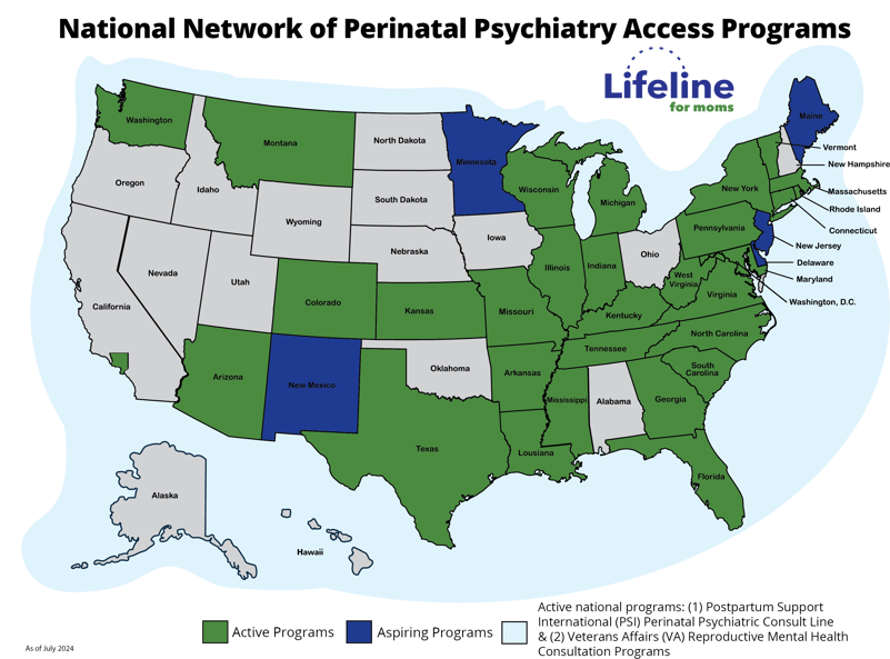 Map of Perinatal Psychiatry Access Programs