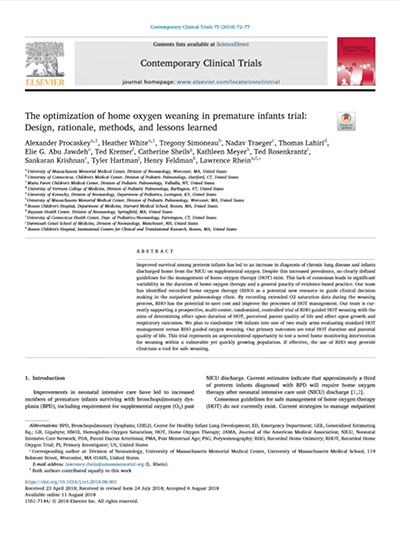 Optimization of Home Oxygen publication