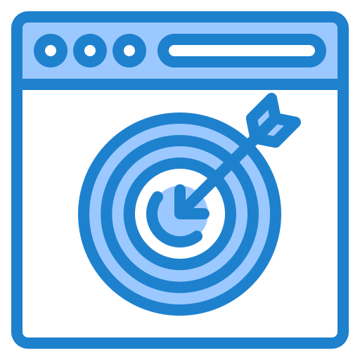 blue circle target with blue arrow in the bullseye