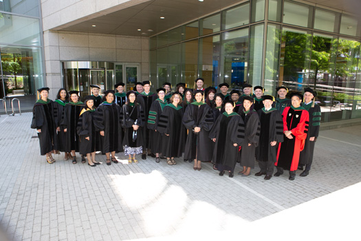 T.H. Chan School of Medicine Learning Community mentors gather before the processional.