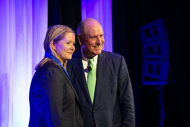 Katherine Fitzgerald, PhD, accepts the Chancellor’s Medal for Distinguished Scholarship.