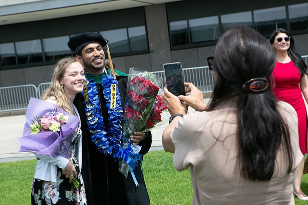 Balaj Rai celebrates after earning his MD