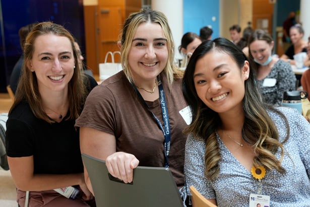 Nursing students Emma Thomas, Leah Kachadorian and Lindsey Ty were all smiles during lunch.