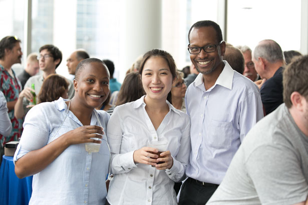 GSBS students Loretah Chibaya (left) and Wen-Yu Hsiao with Brian Lewis, PhD