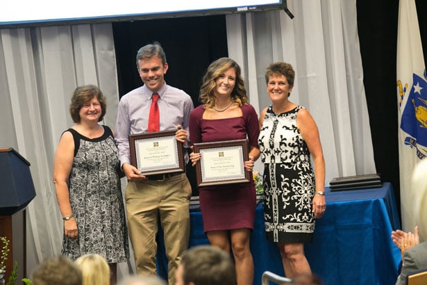 Clinical Excellence Award winners Richard Gallagher and Susan Emmerling with (at left) Cheryl Killoran, MS, and Dr. Terrill.