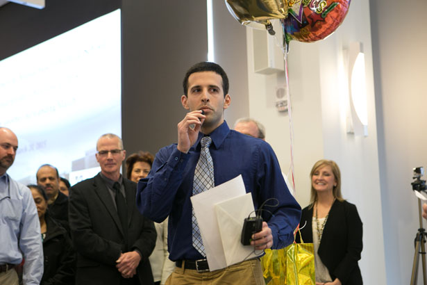 Class of 2015 president Matthew Sloan reminds classmates to donate to the class fund.