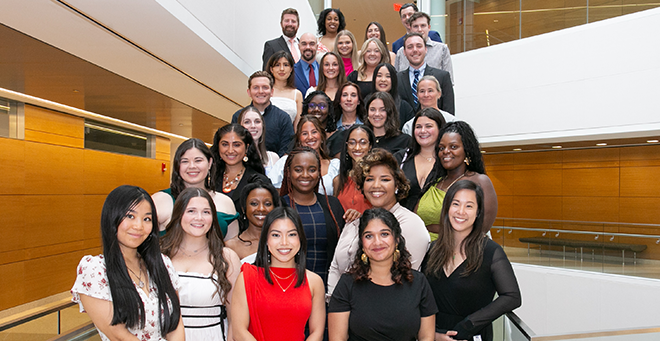 Group shot of students on the stairs