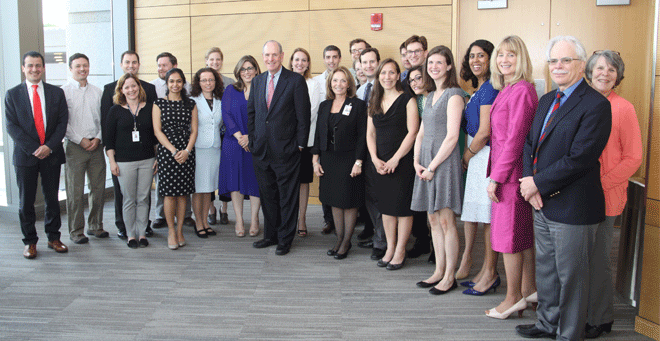 The Junior Faculty Development Class of 2016 is pictured here with Office of Faculty Affairs and UMass Medical School senior leadership at the graduation ceremony.