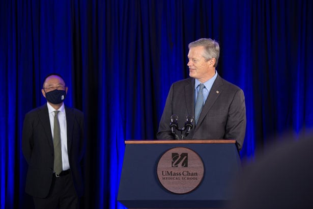 Massachusetts Gov. Charlie Baker said UMass Chan Medical School’s high ranking in primary care education is key.